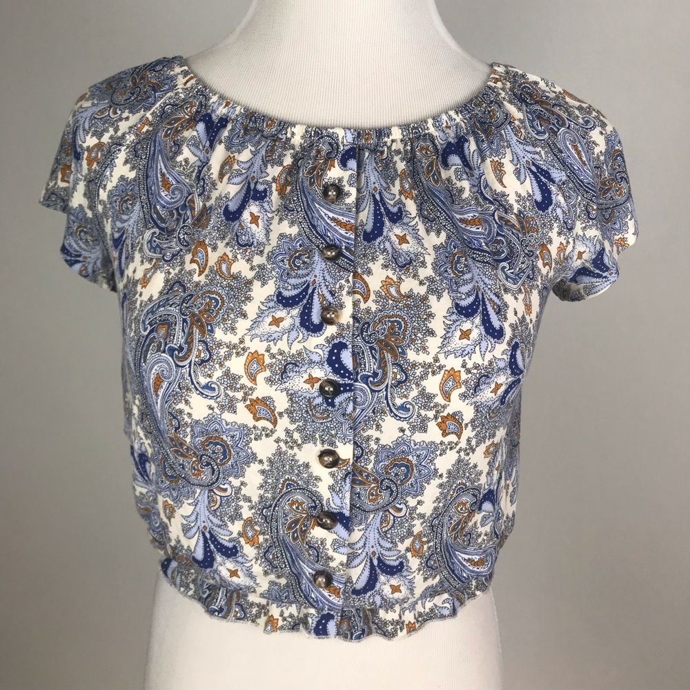 Patterned cropped blouse - Picture 3 of 7